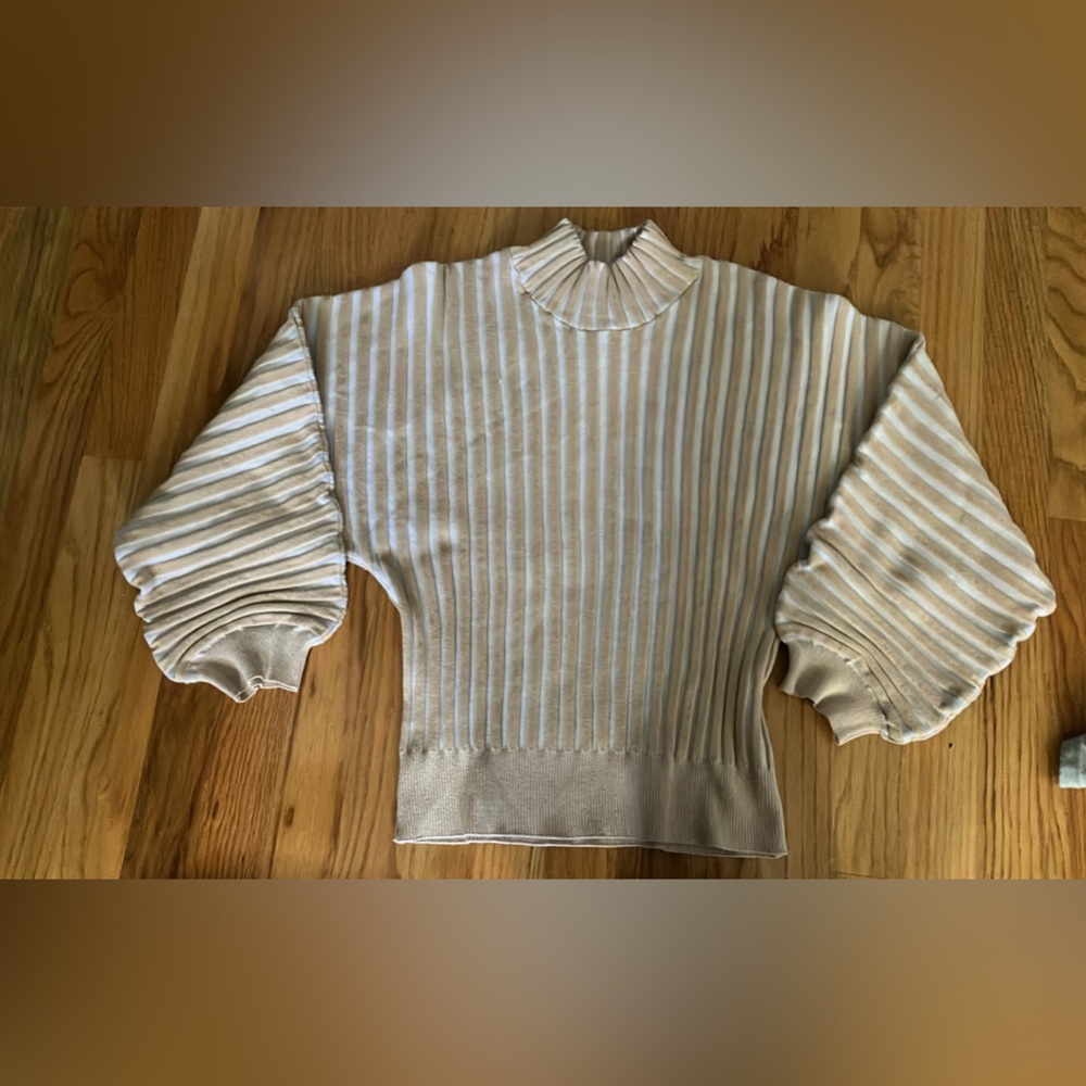 Free People Cream Striped Sweater Large
